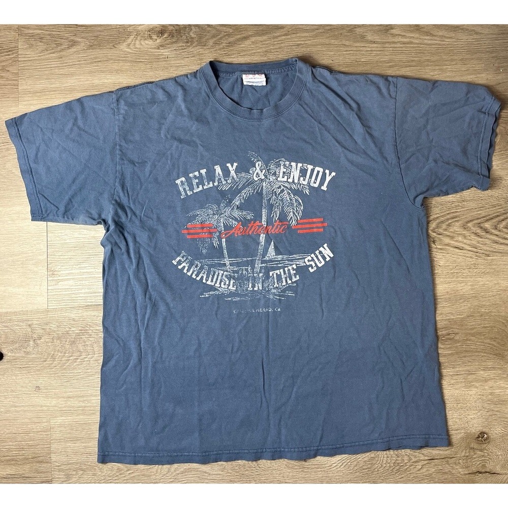 Vintage Yacht Club Men's X-Large BlueShort Sleeve Catalina Island CA T-Shirt